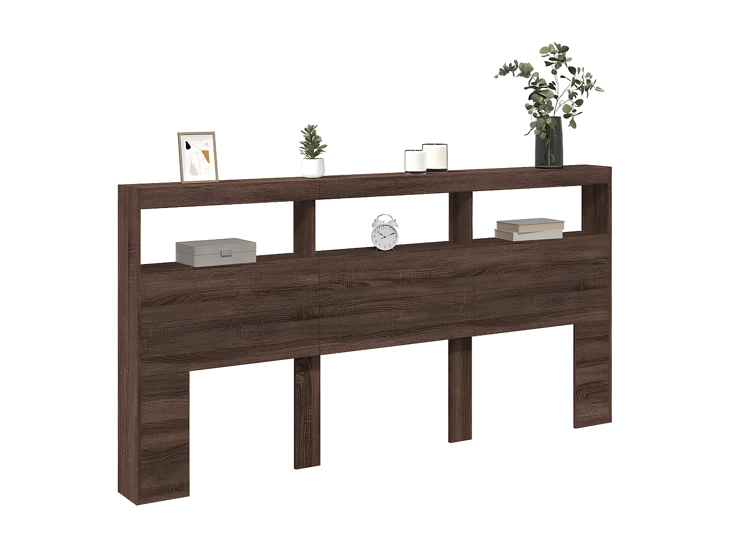 Armoire tête de lit avec LED chêne marron 200x17x102 cm