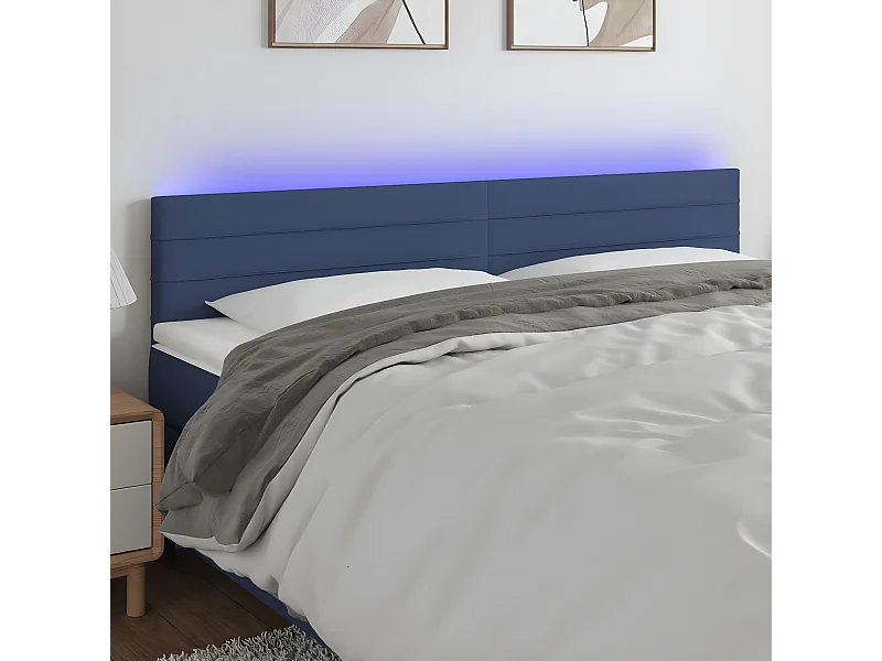 Tête de lit à LED Bleu 160x5x78/88 cm Tissu
