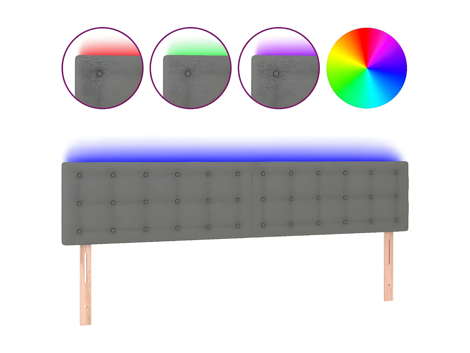 Tête de lit à LED Gris foncé 180x5x78/88 cm Tissu