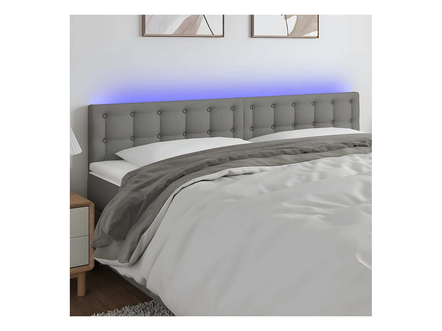 Tête de lit à LED Gris foncé 180x5x78/88 cm Tissu