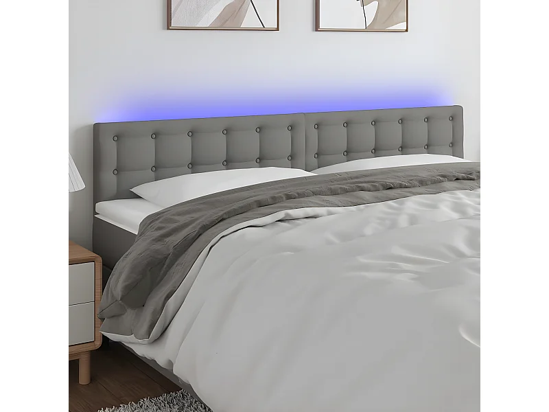 Tête de lit à LED Gris foncé 180x5x78/88 cm Tissu