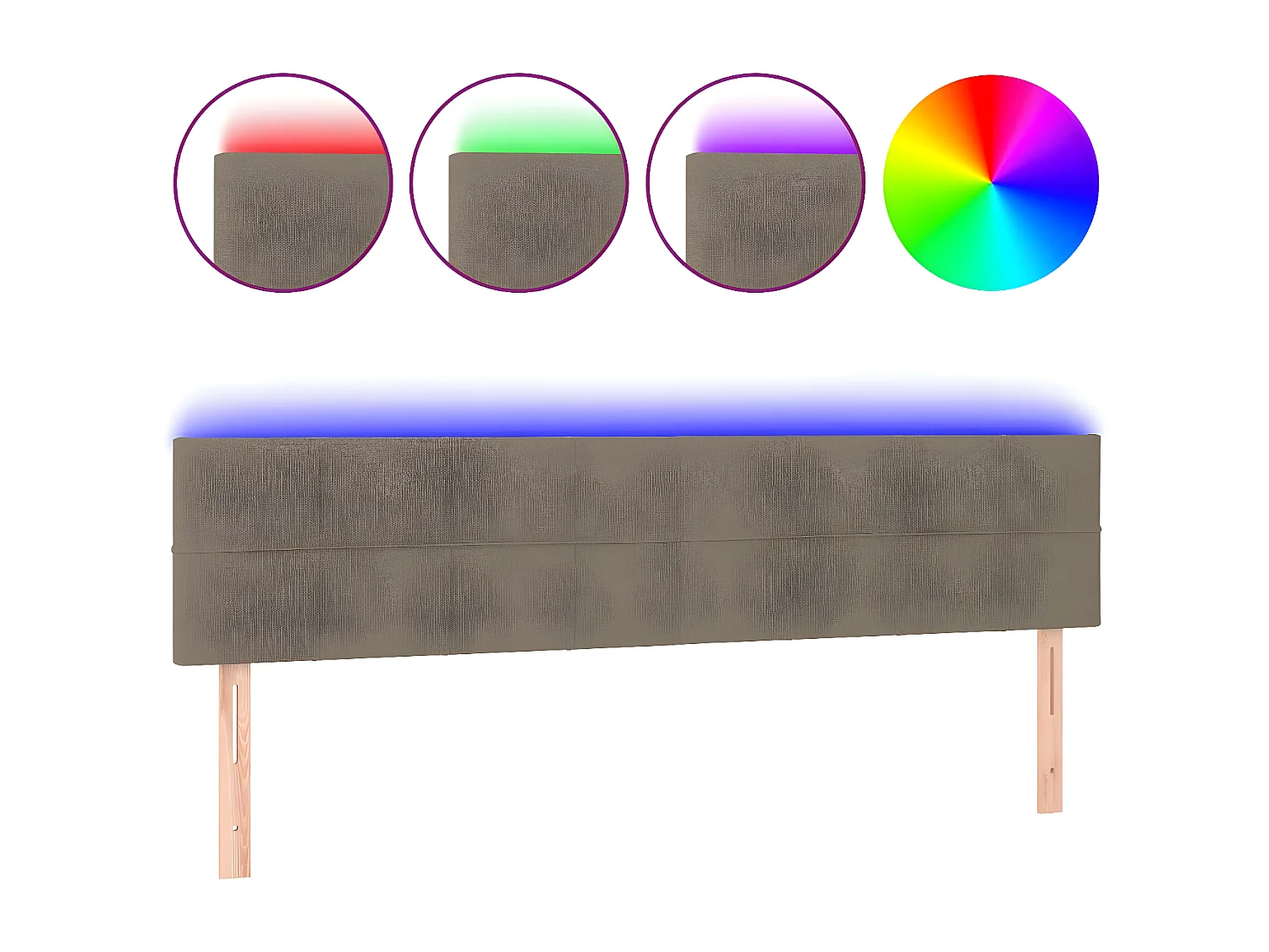 Tête de lit à LED Taupe 180x5x78/88 cm Tissu