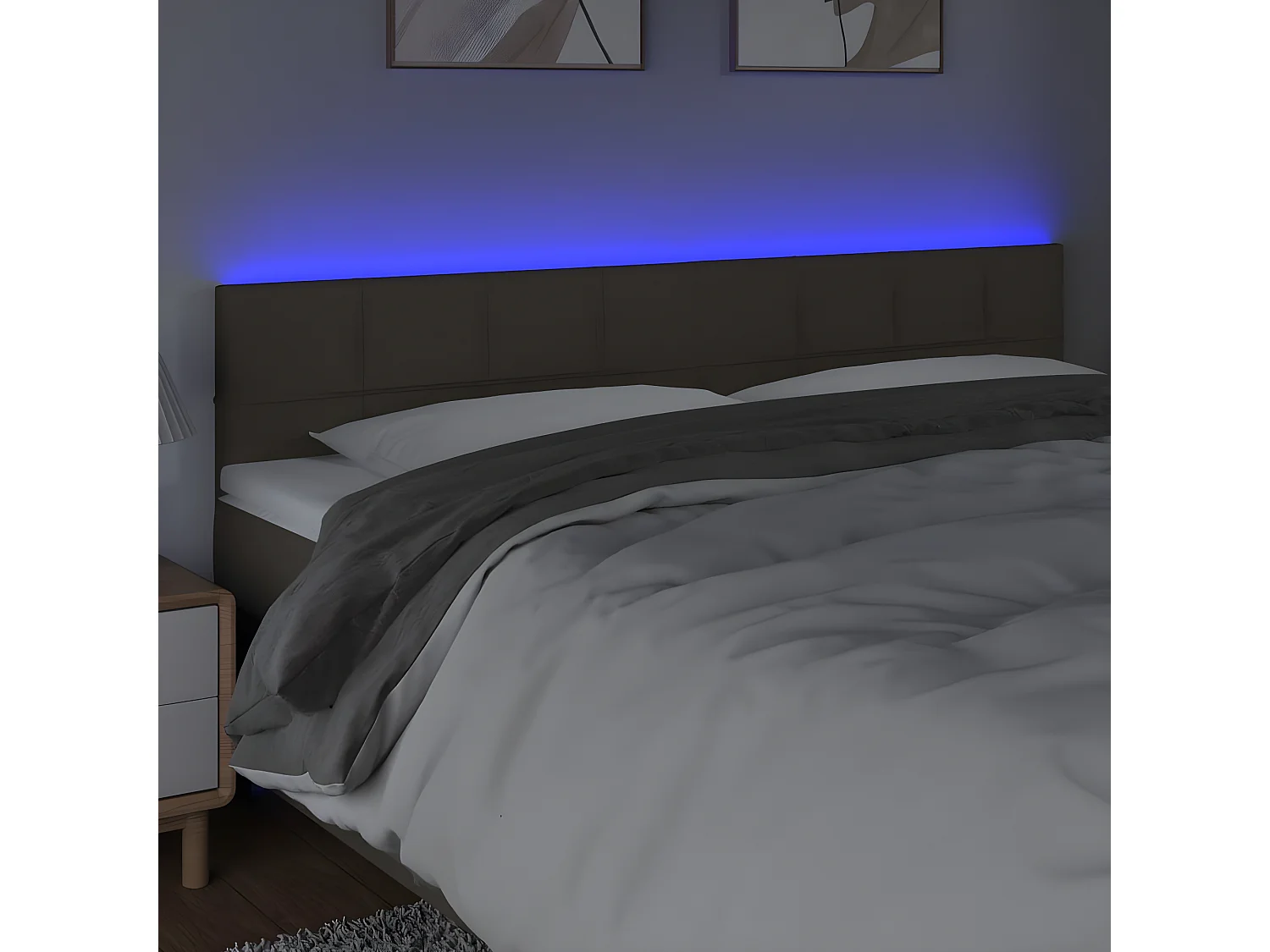Tête de lit à LED Taupe 180x5x78/88 cm Tissu