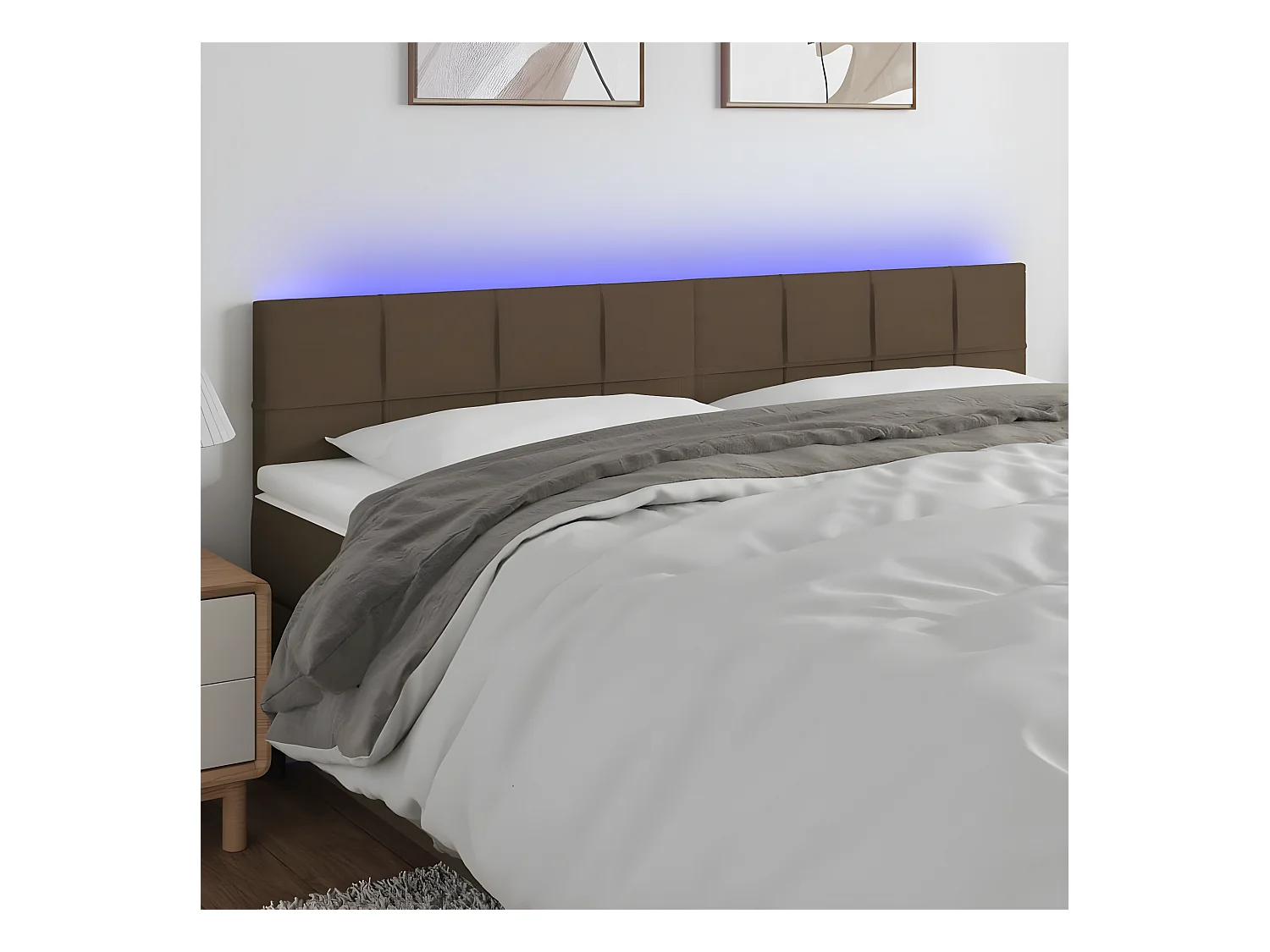 Tête de lit à LED Taupe 180x5x78/88 cm Tissu