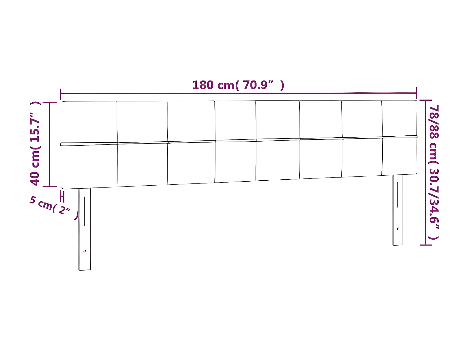 Tête de lit à LED Taupe 180x5x78/88 cm Tissu