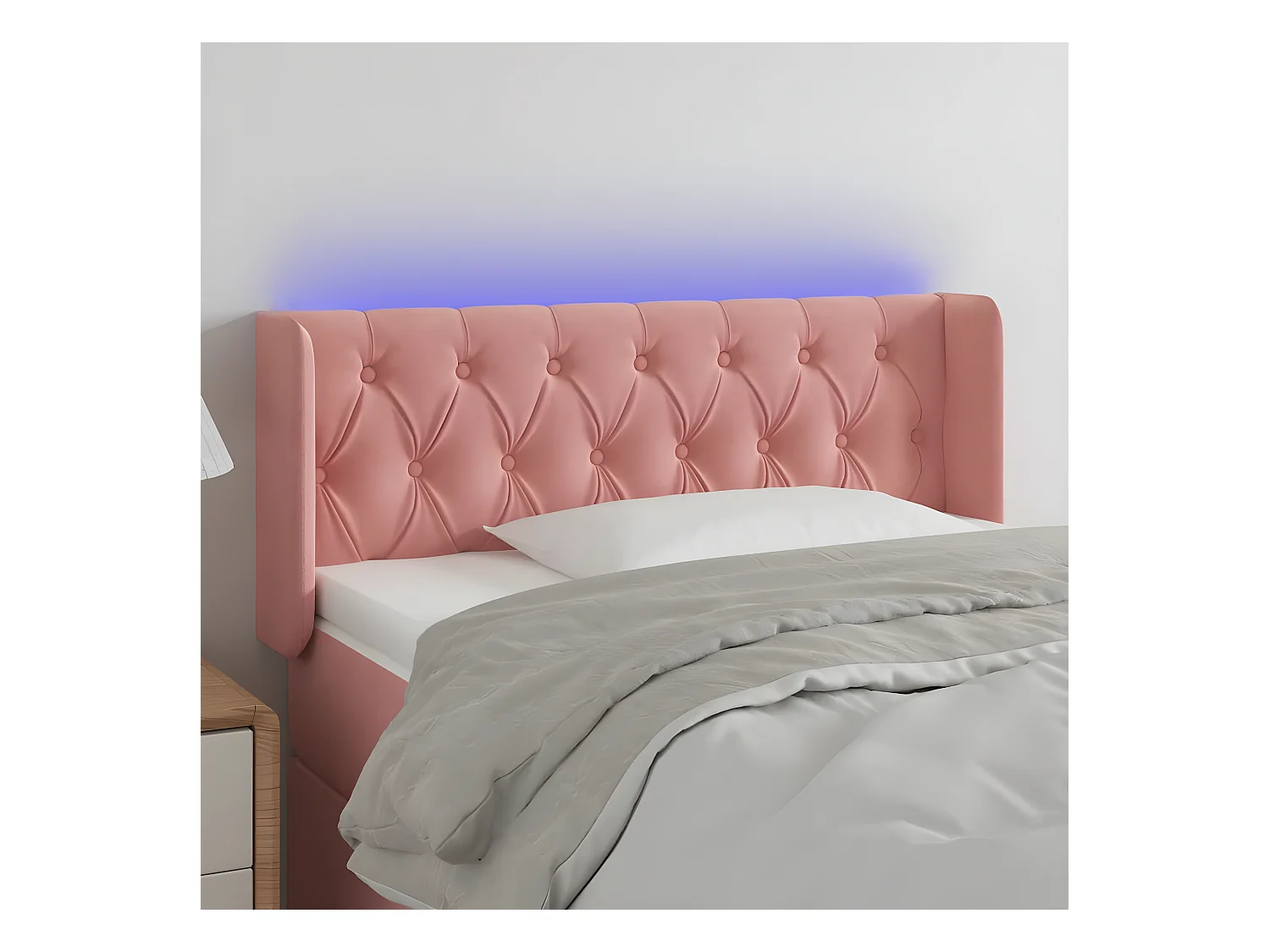 Hoofdbord LED 93x16x78/88 cm fluweel roze