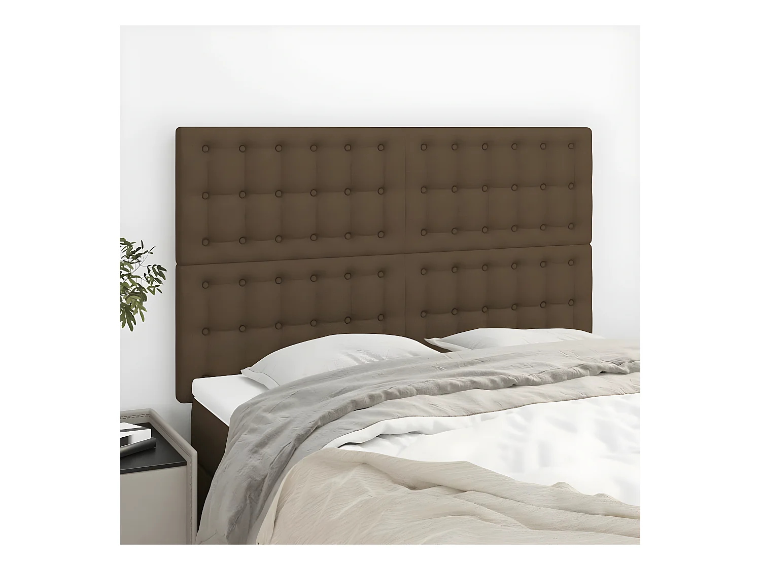 Têtes de lit 4 pièces Marron foncé 72x5x78/88 cm Tissu