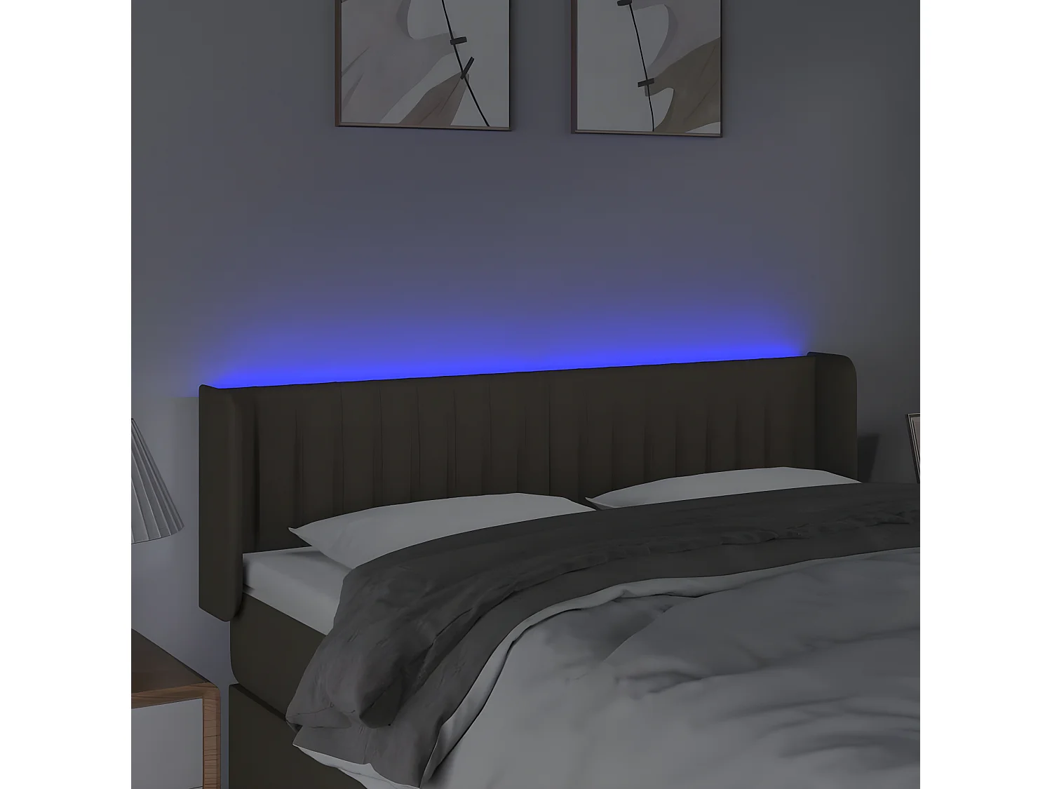 Tête de lit à LED Taupe 147x16x78/88 cm Tissu