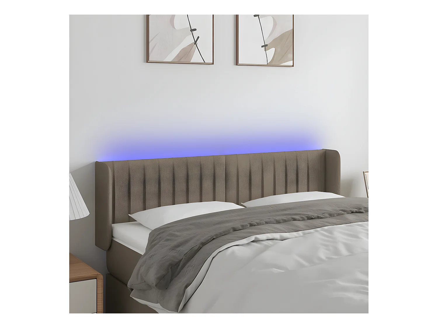 Tête de lit à LED Taupe 147x16x78/88 cm Tissu