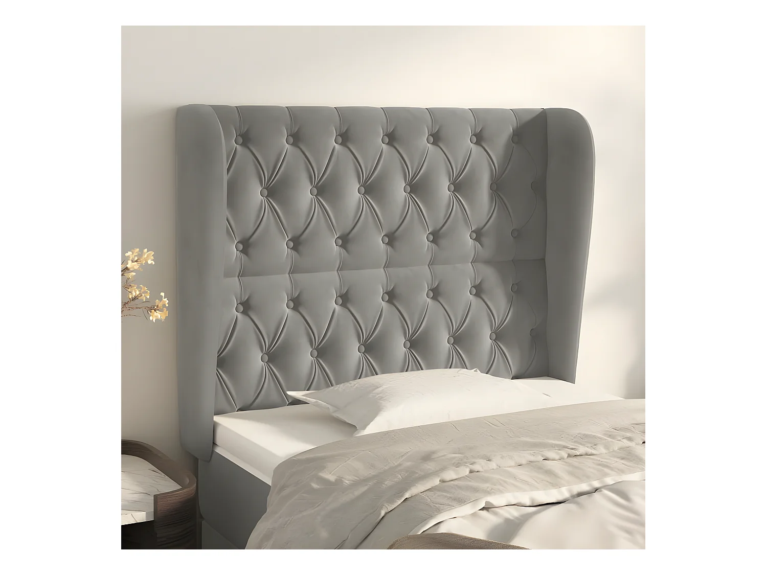 Tête de lit avec oreilles Gris clair 93x23x118/128 cm Velours