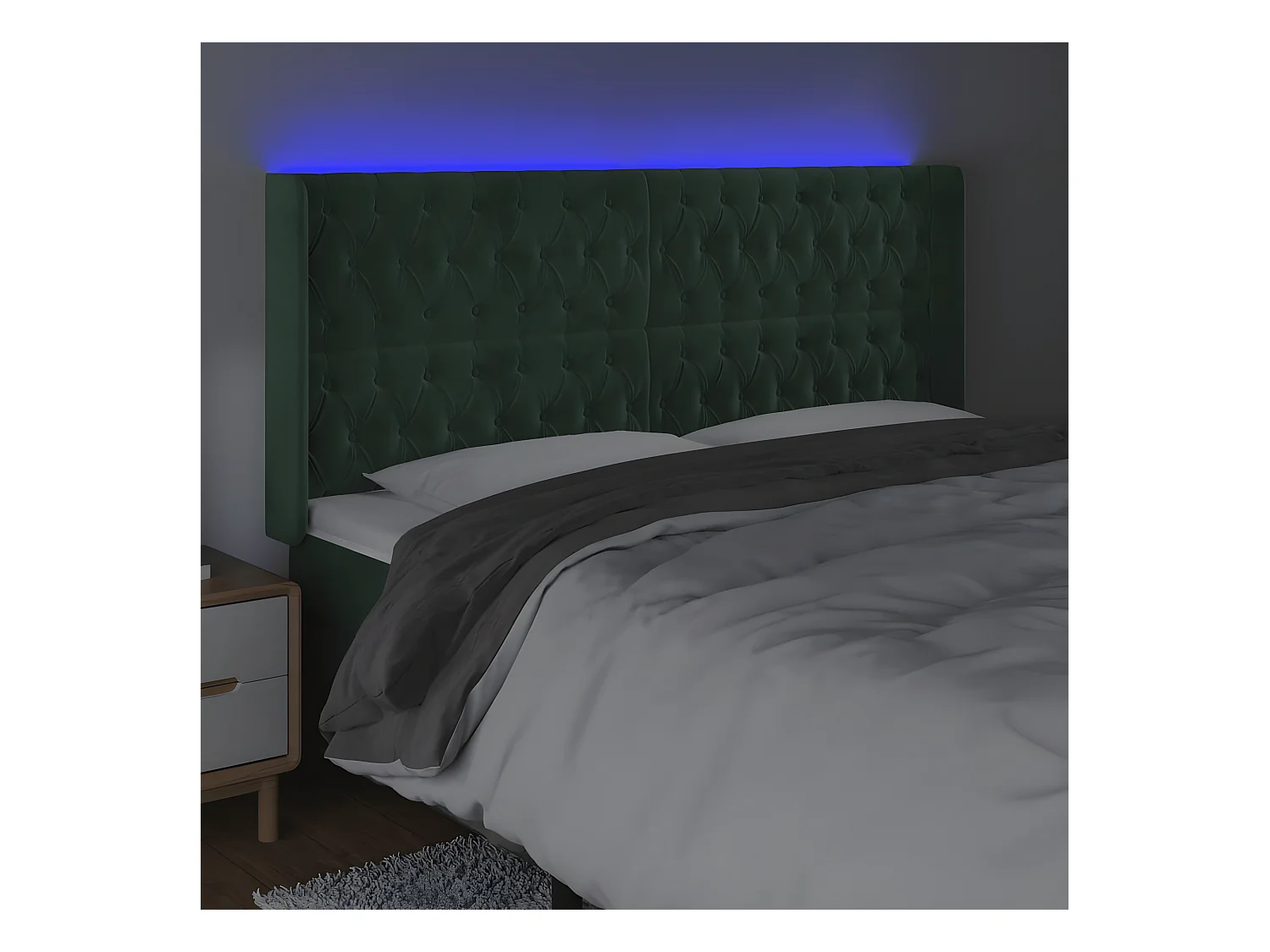 Tête de lit à LED Vert foncé 183x16x118/128 cm Velours
