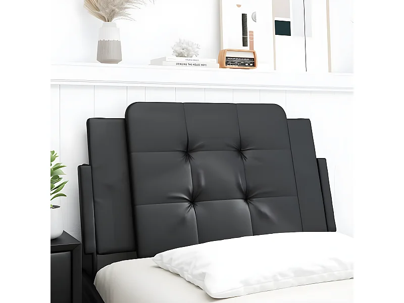 Coussin de tête de lit noir 80 cm similicuir