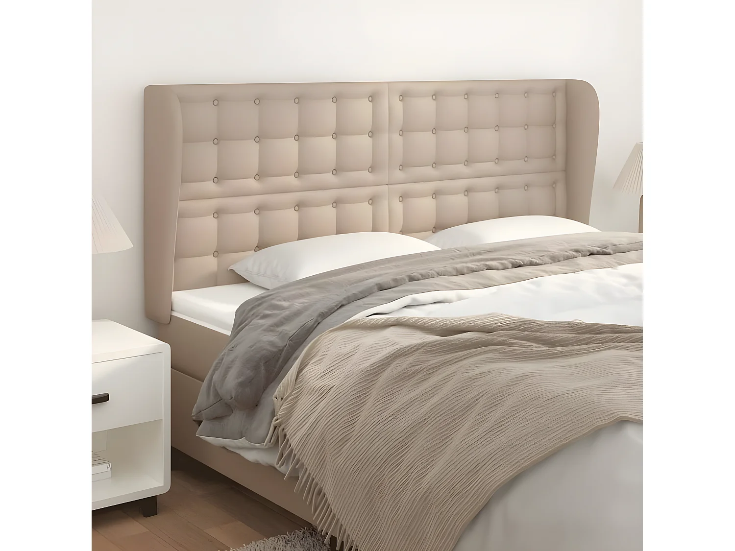 Tête de lit avec oreilles Cappuccino 203x23x118/128 cm