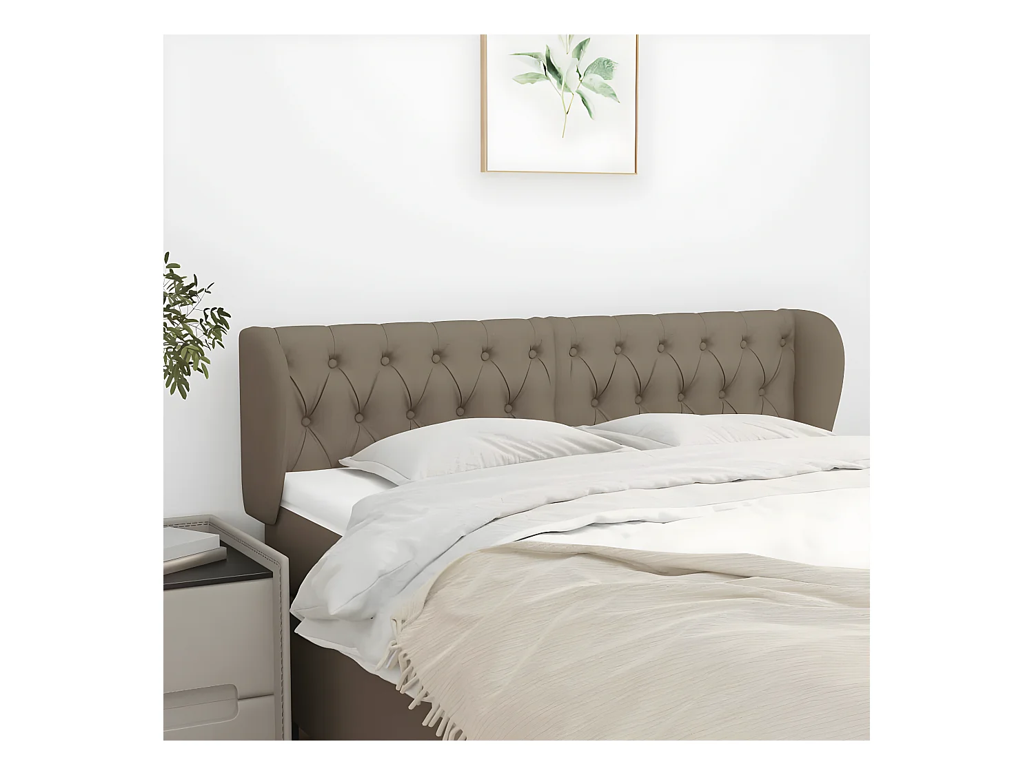 Tête de lit avec oreilles Taupe 147x23x78/88 cm Tissu