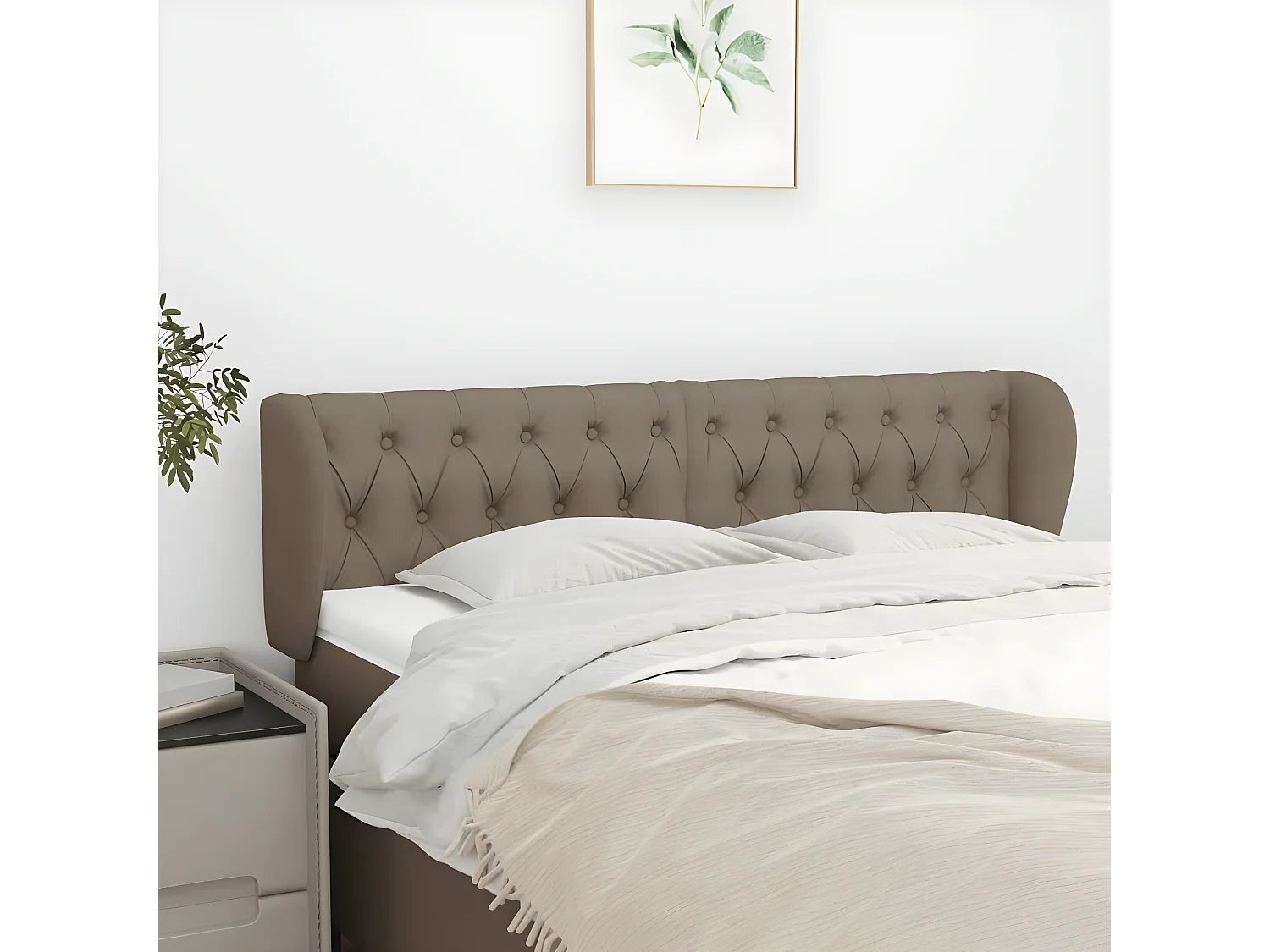 Tête de lit avec oreilles Taupe 147x23x78/88 cm Tissu