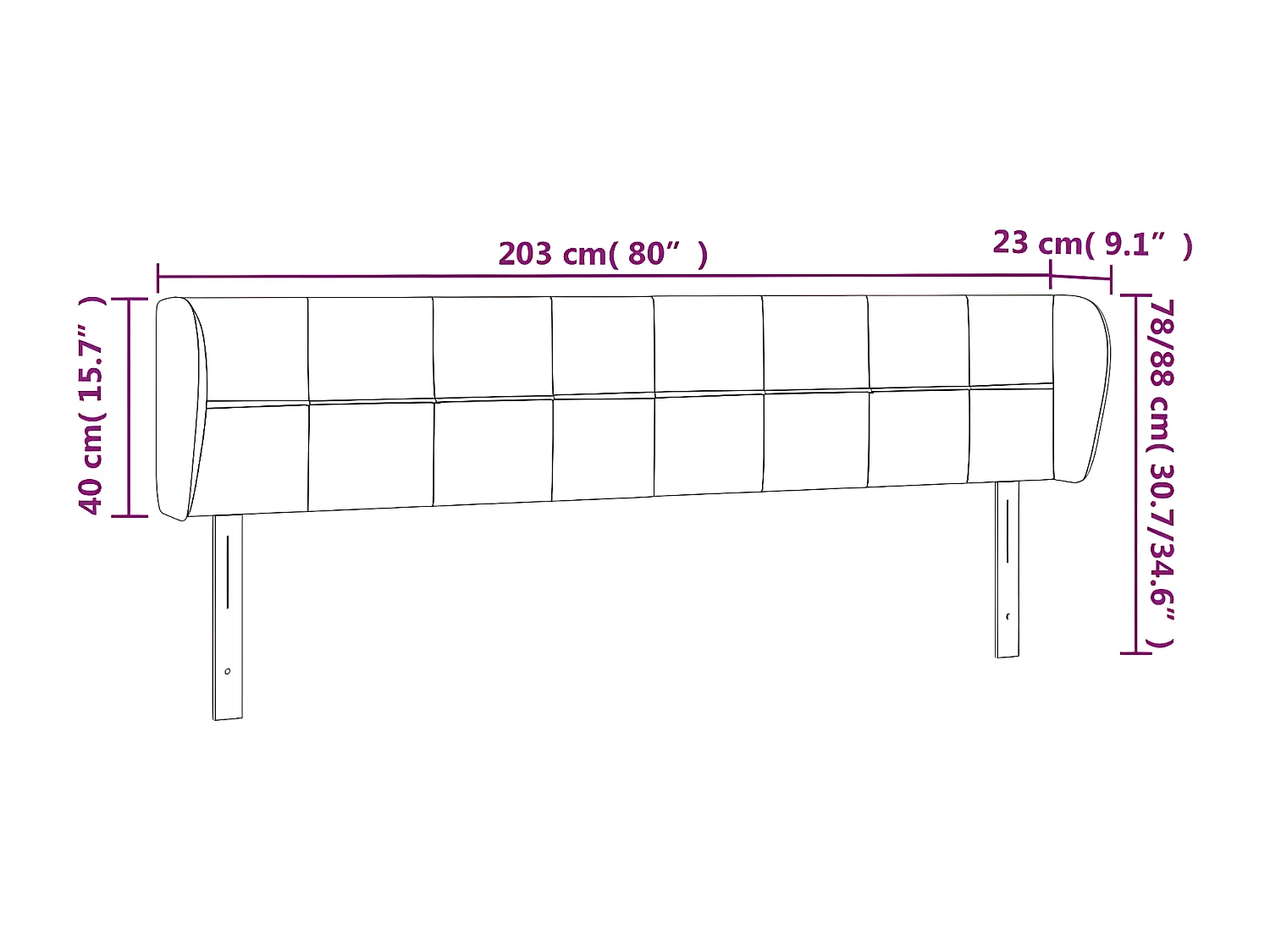Tête de lit avec oreilles Rose 203x23x78/88 cm Velours