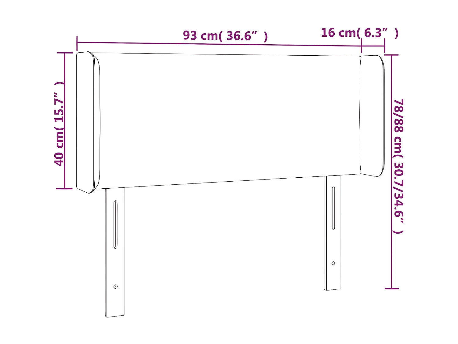 Cabecero con LED de terciopelo rosa 103x16x78/88 cm