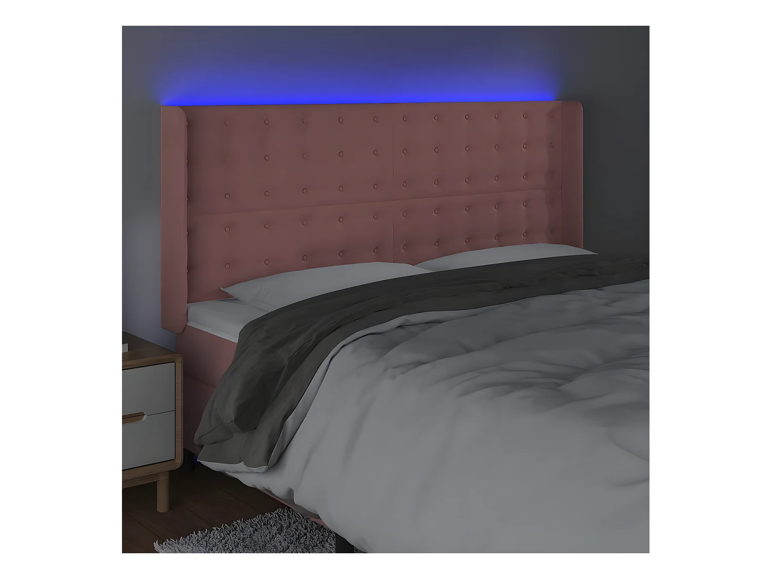 Tête de lit à LED Rose 203x16x118/128 cm Velours