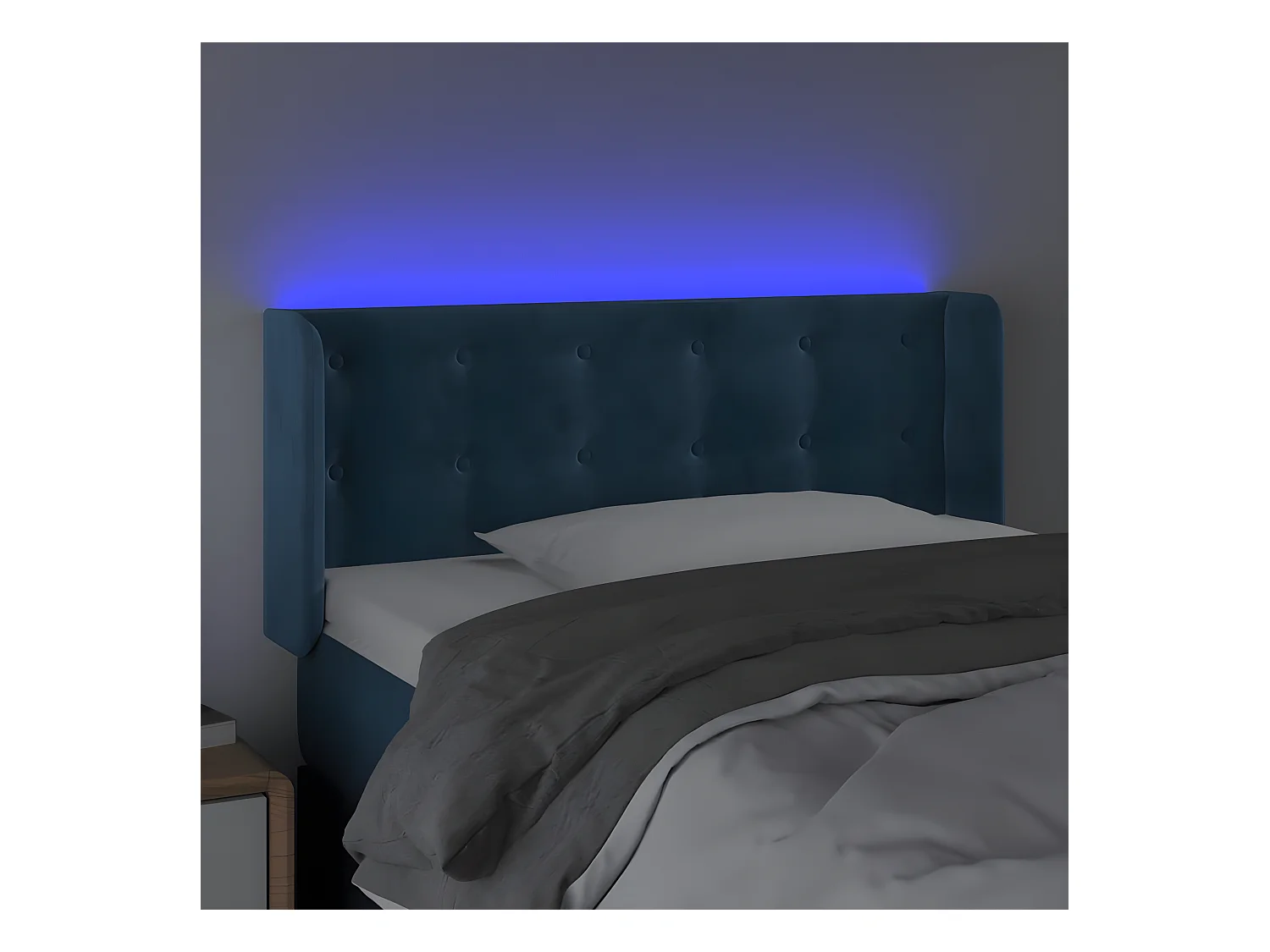 Tête de lit à LED Bleu foncé 93x16x78/88 cm Velours