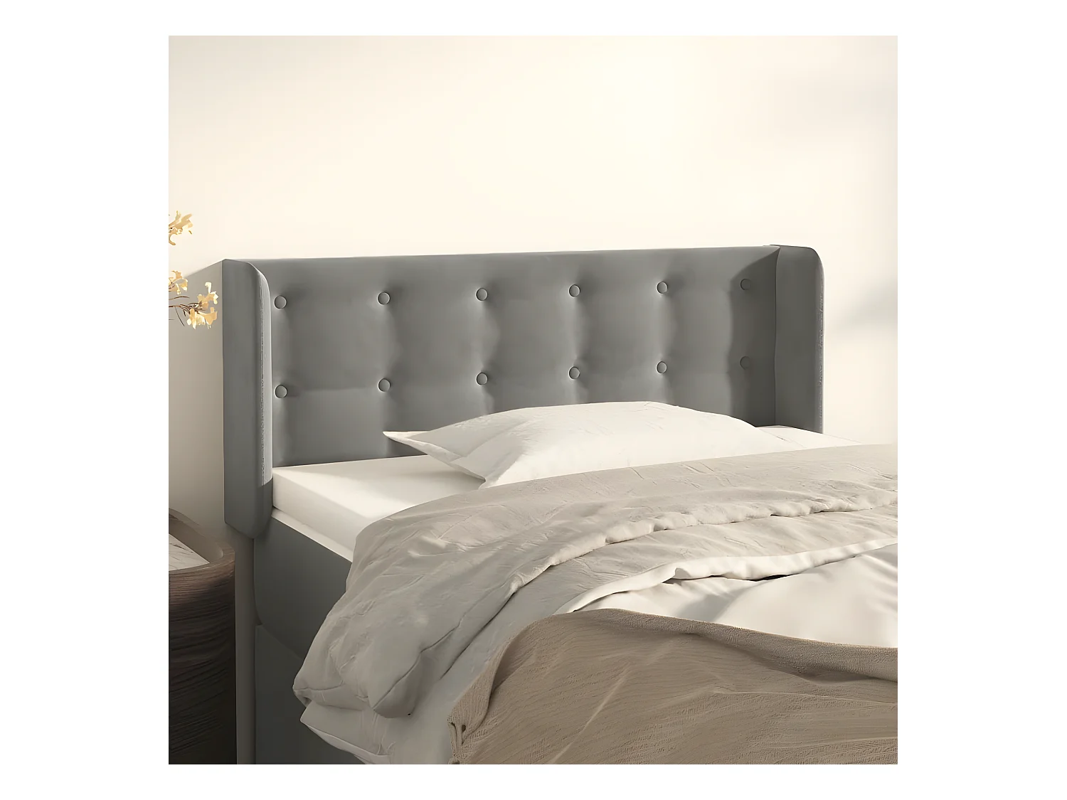 Cabecero de terciopelo gris claro 103x16x78/88 cm