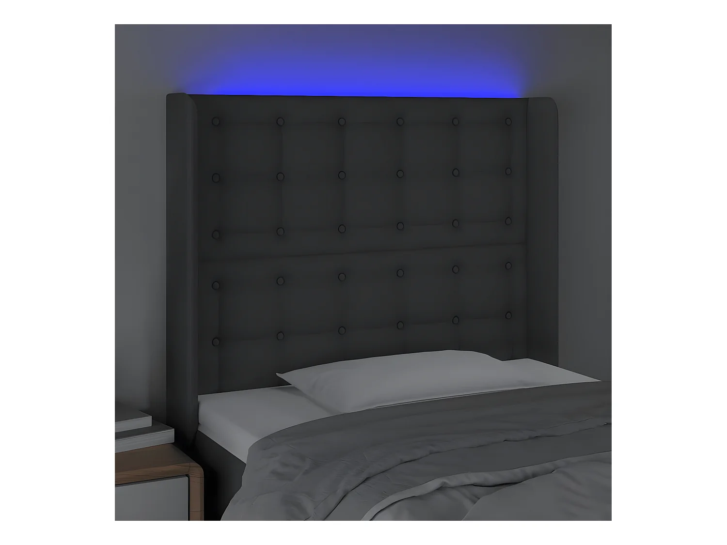 Tête de lit à LED Gris foncé 93x16x118/128 cm Tissu