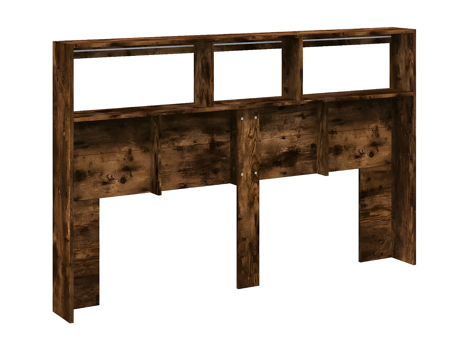 Hoofdbordkast met LED-verlichting 160x17x102 cm gerookt eiken