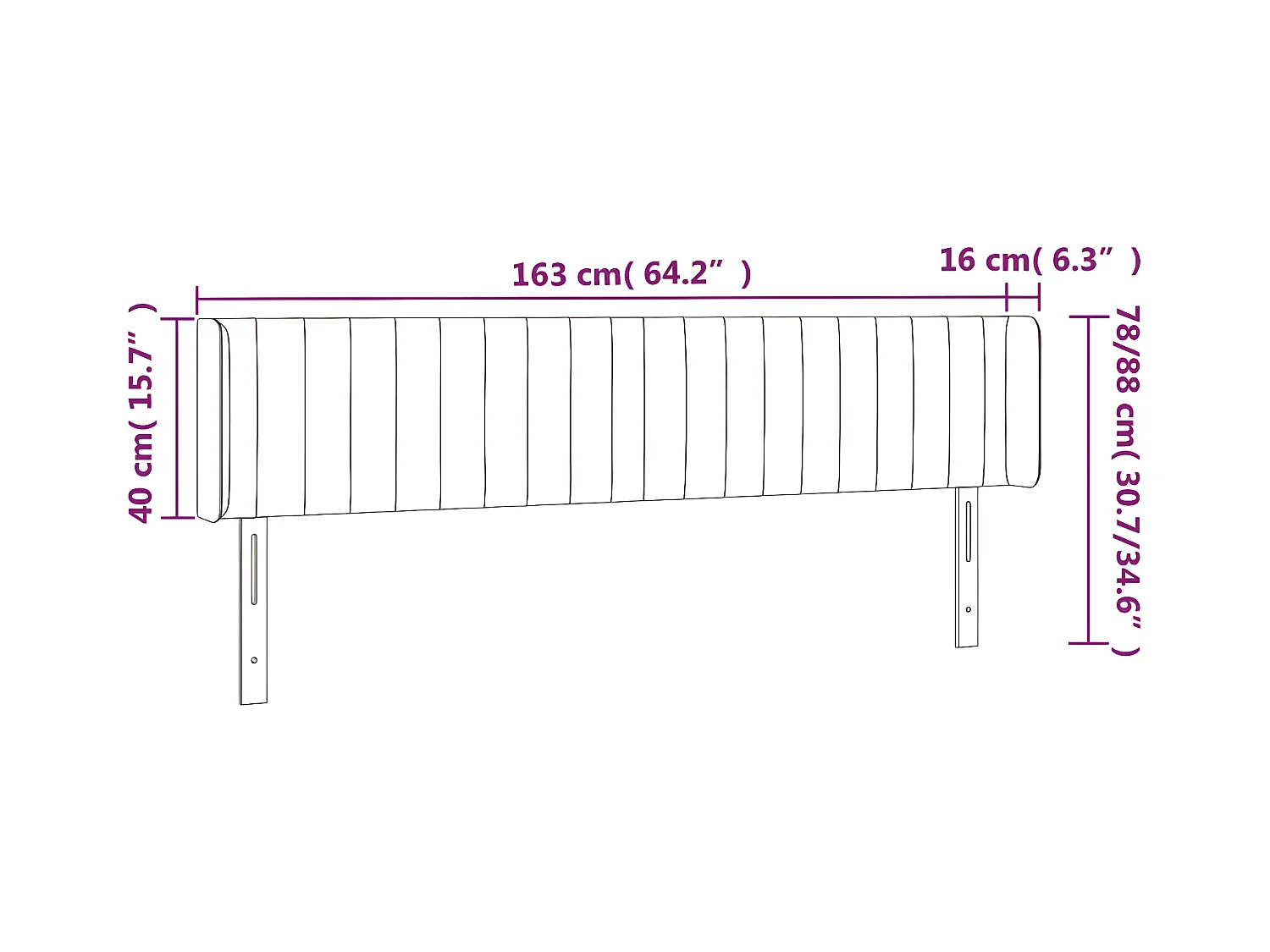 Tête de lit avec oreilles Crème 163x16x78/88 cm Tissu