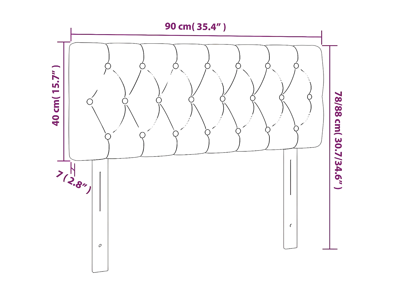 Cabecero con LED de terciopelo rosa 90x7x78/88 cm