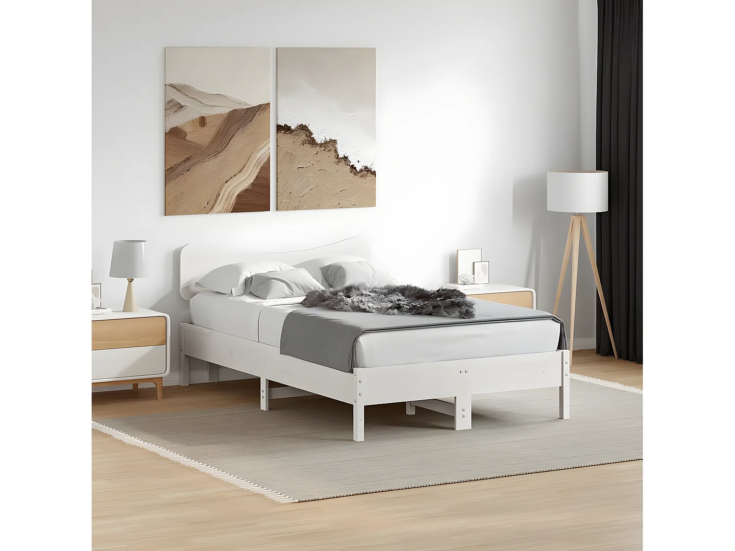 Tête de lit blanc 120 cm bois massif de pin