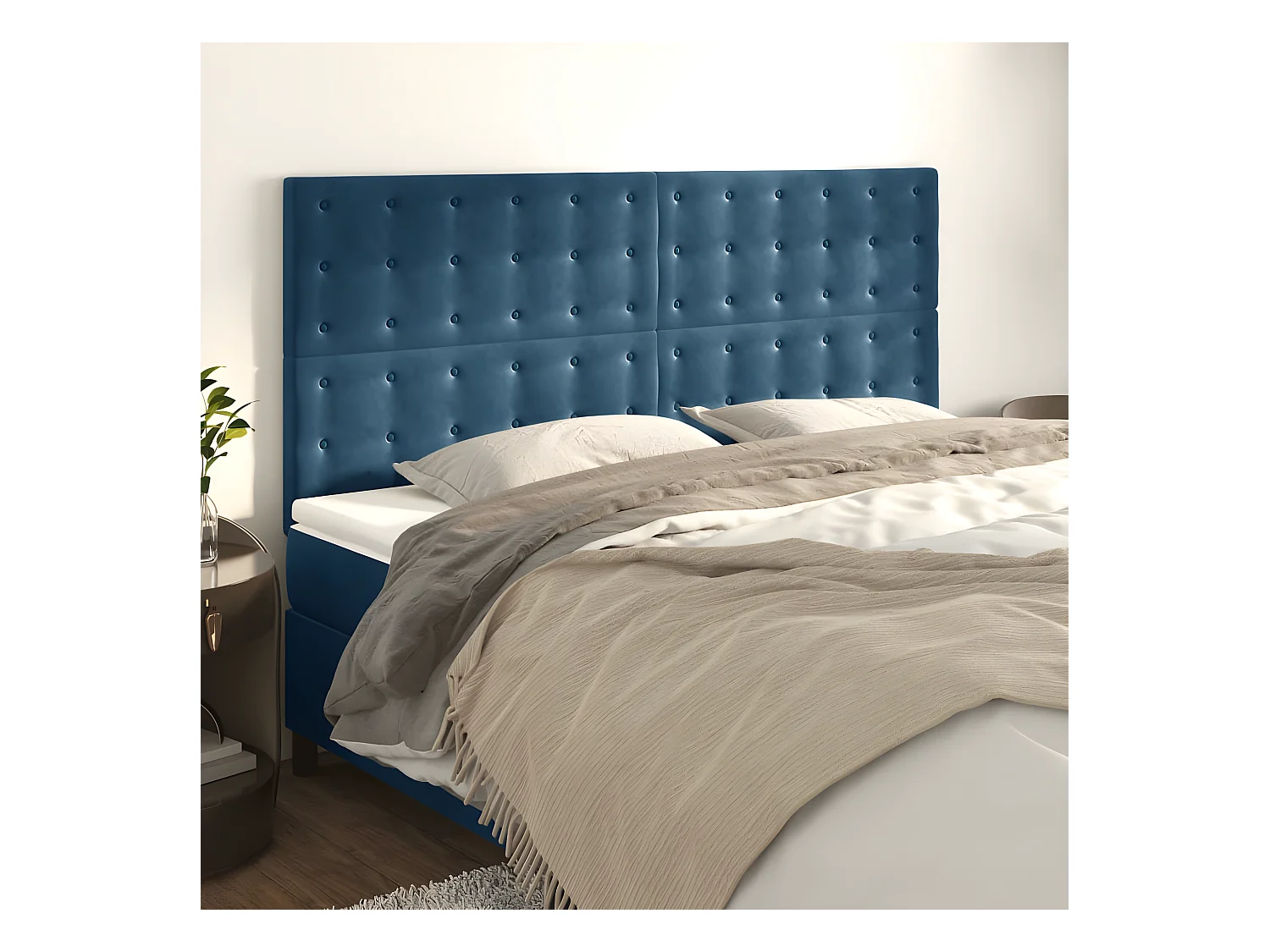 Têtes de lit 4 pièces Bleu foncé 90x5x78/88 cm Velours