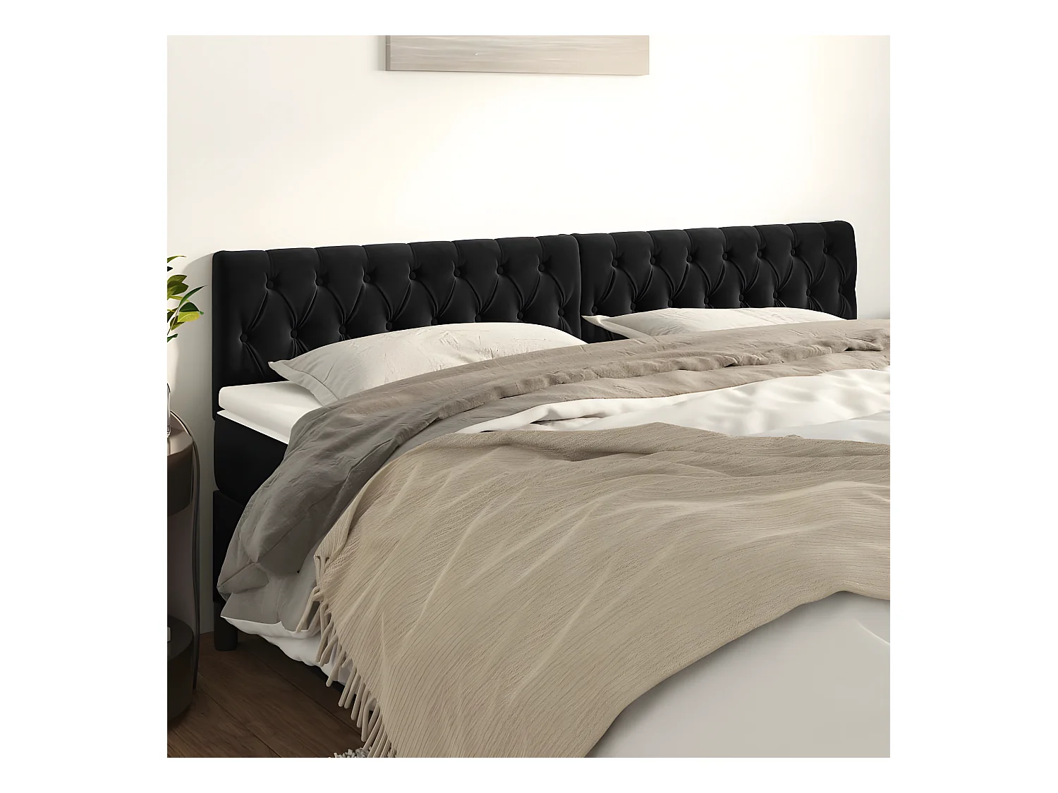 Têtes de lit 2 pièces Noir 90x7x78/88 cm Velours