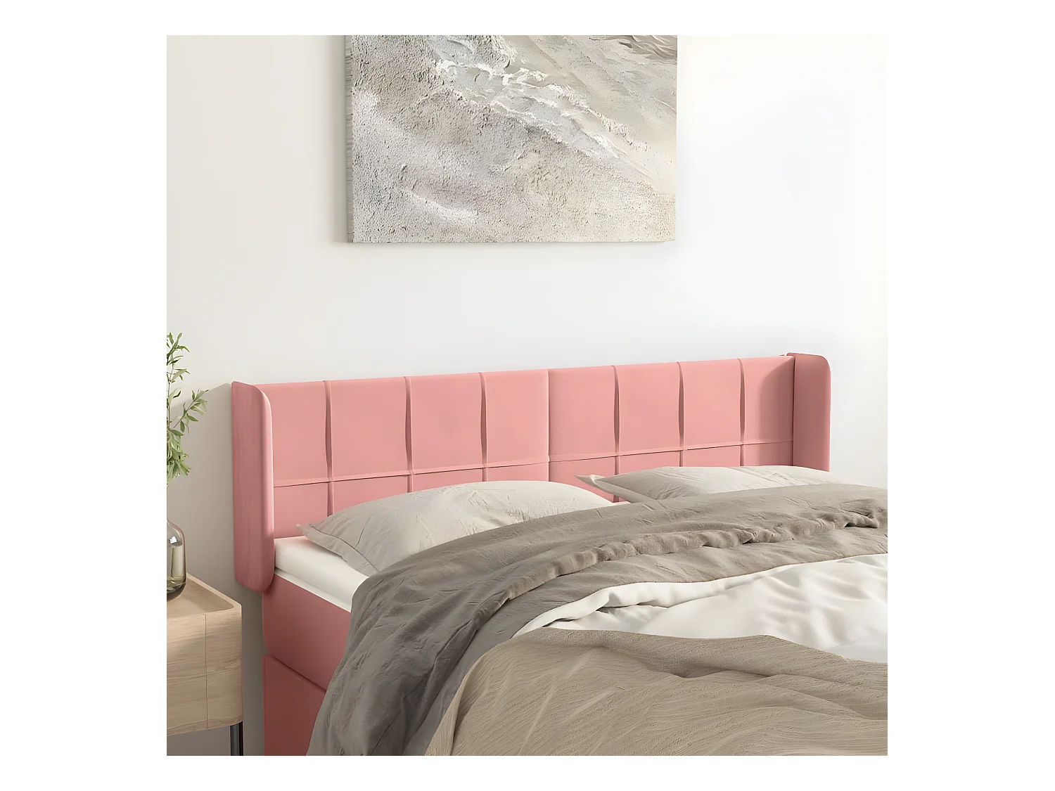 Tête de lit avec oreilles Rose 147x16x78/88 cm Velours