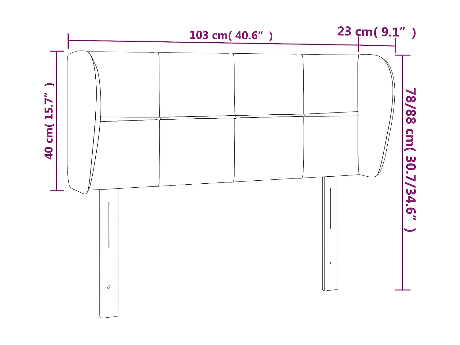 Tête de lit avec oreilles Rose 103x23x78/88 cm Velours