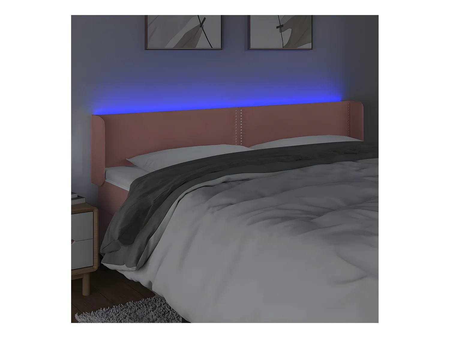 Tête de lit à LED Rose 203x16x78/88 cm Velours