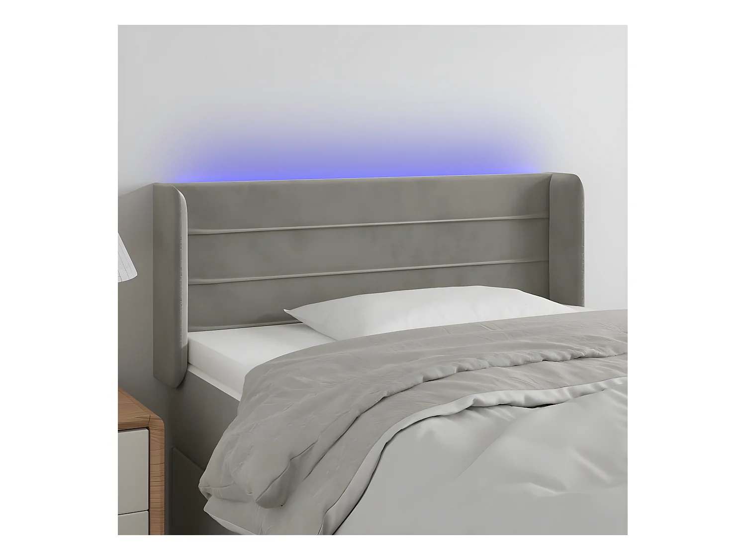 Hoofdbord LED 103x16x78/88 cm fluweel lichtgrijs