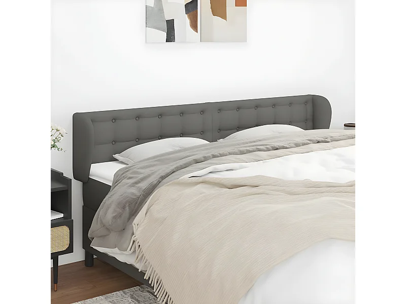 Tête de lit avec oreilles Gris foncé 183x23x78/88 cm Tissu