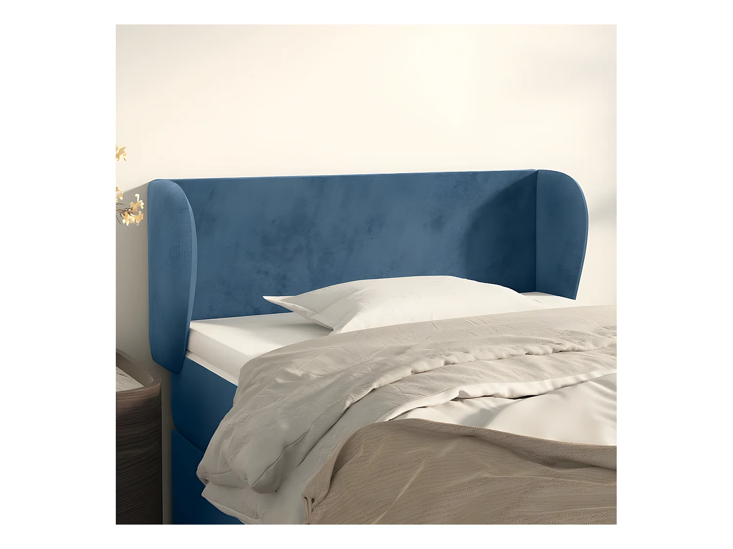 Tête de lit avec oreilles Bleu foncé 83x23x78/88 cm Velours