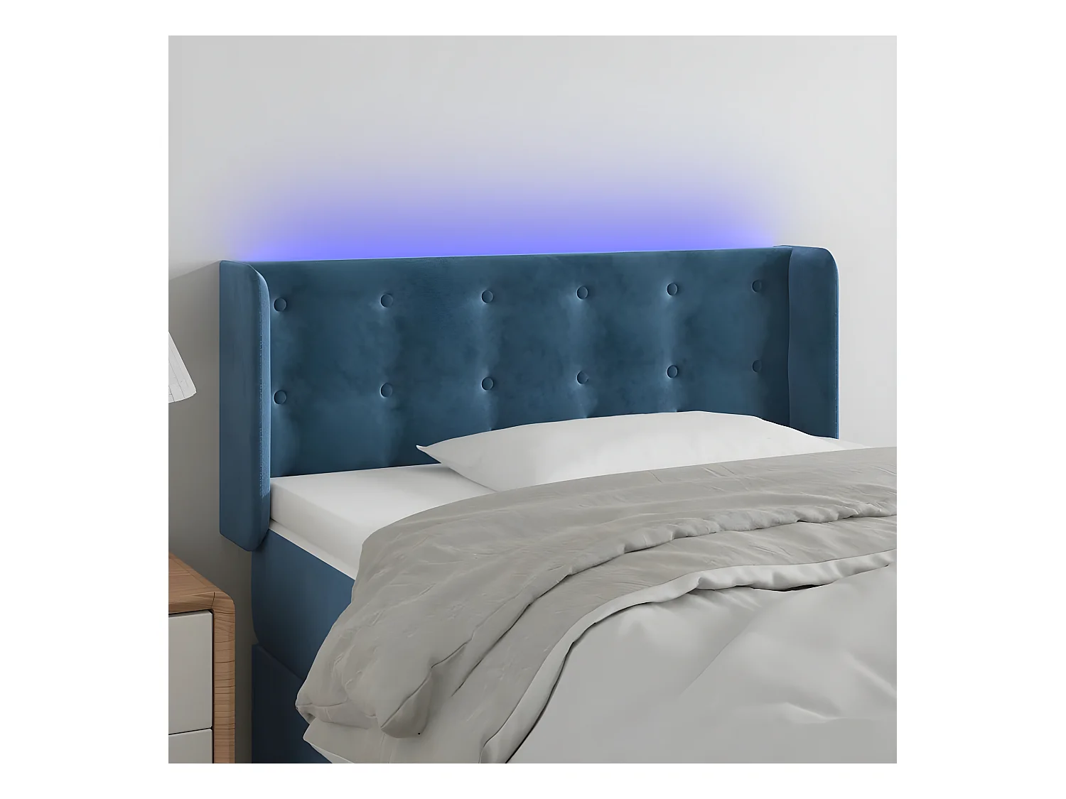 Tête de lit à LED Bleu foncé 103x16x78/88 cm Velours
