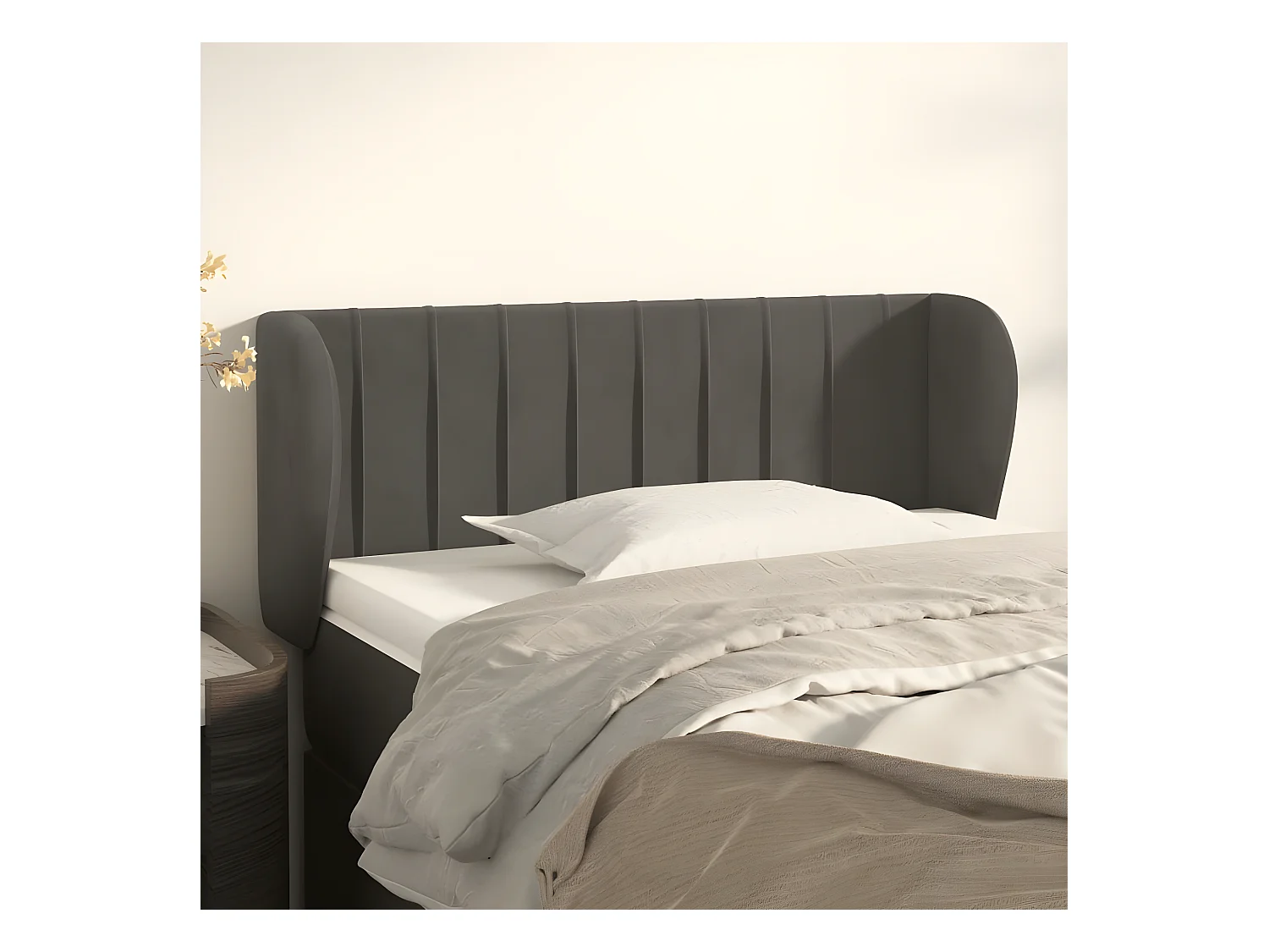 Tête de lit avec oreilles Gris foncé 103x23x78/88 cm Velours