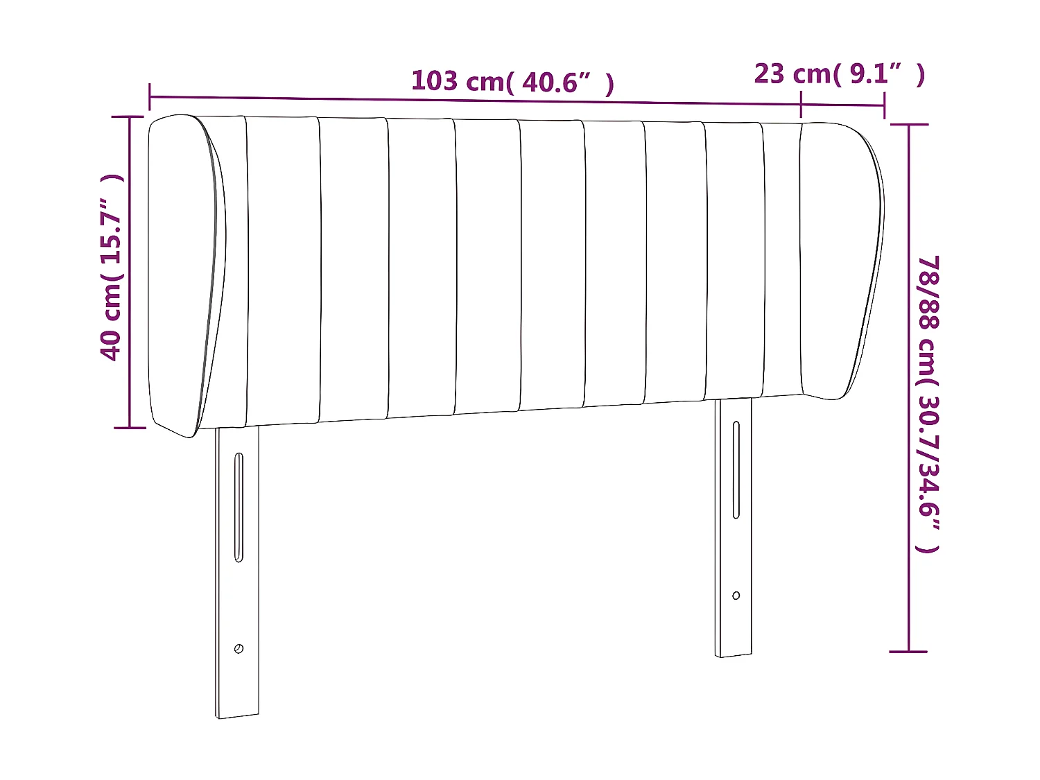 Tête de lit avec oreilles Gris foncé 103x23x78/88 cm Velours