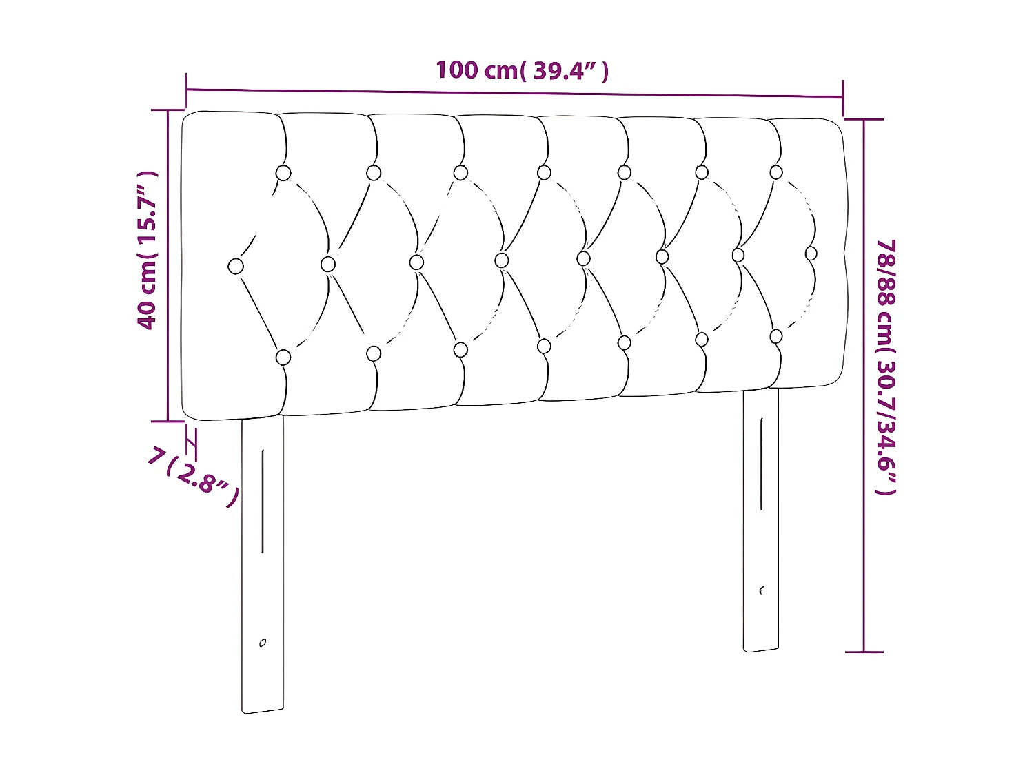 Cabeceira de cama c/ luzes LED tecido 100x7x78/88 cm azul