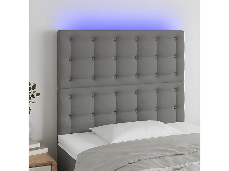 Tête de lit à LED Gris foncé 90x5x118/128 cm Tissu