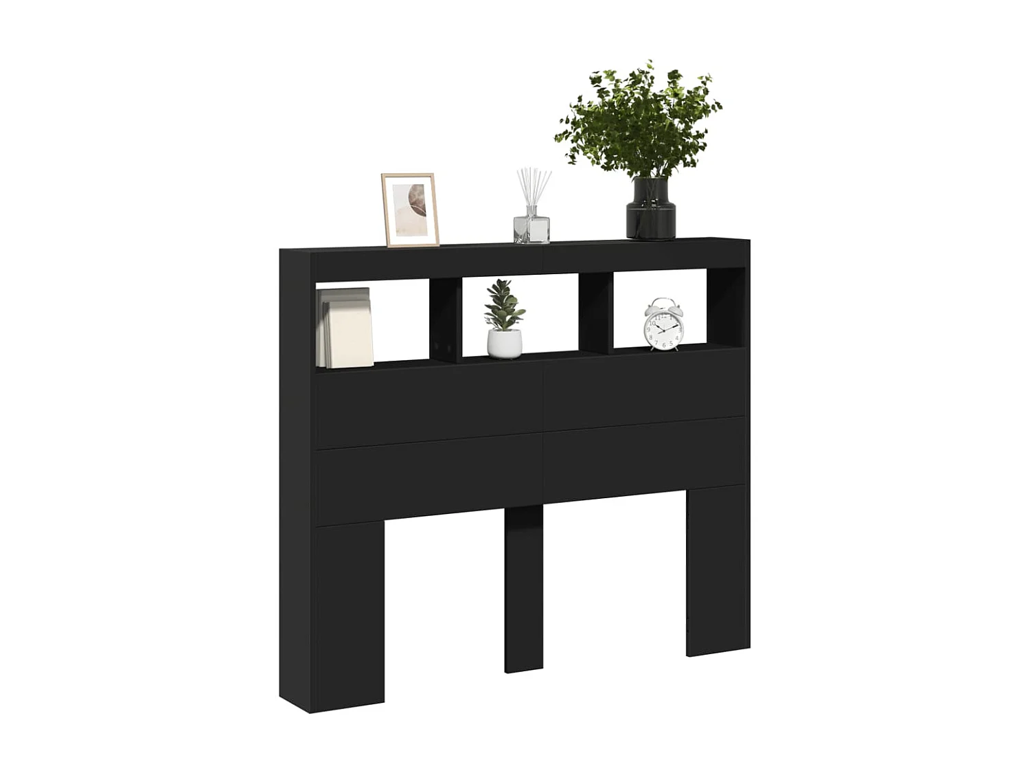 Armoire tête de lit avec LED noir 120x17x102 cm