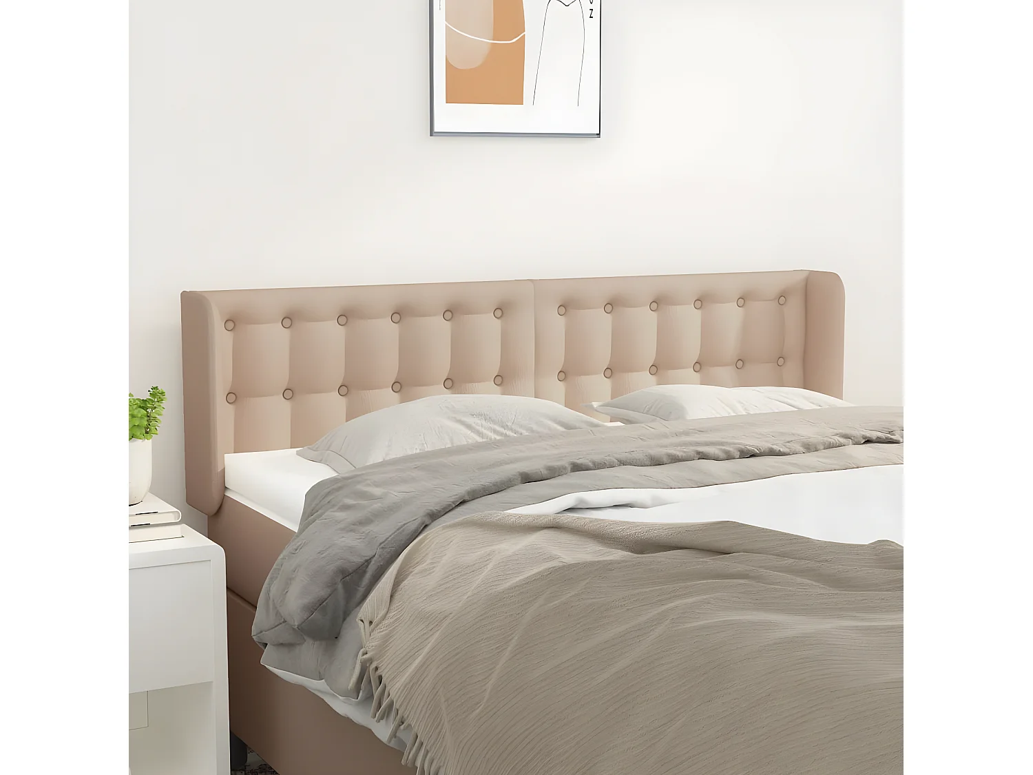 Tête de lit avec oreilles Cappuccino 147x16x78/88 cm Similicuir