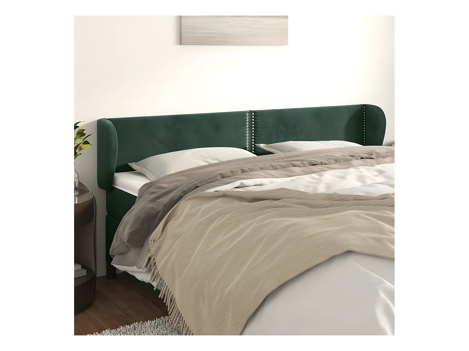 Tête de lit avec oreilles Vert foncé 203x23x78/88 cm Velours