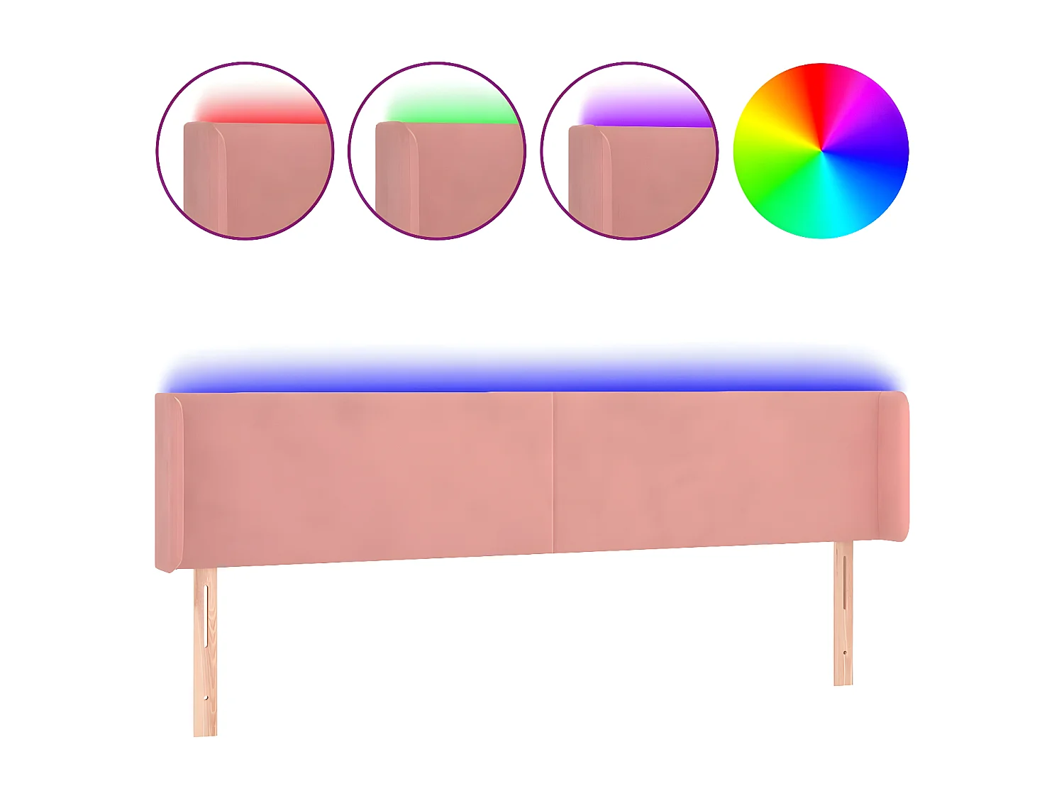 Tête de lit à LED Rose 163x16x78/88 cm Velours