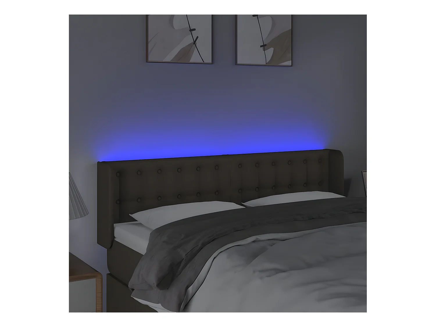 Hoofdbord LED 147x16x78/88 cm stof taupe