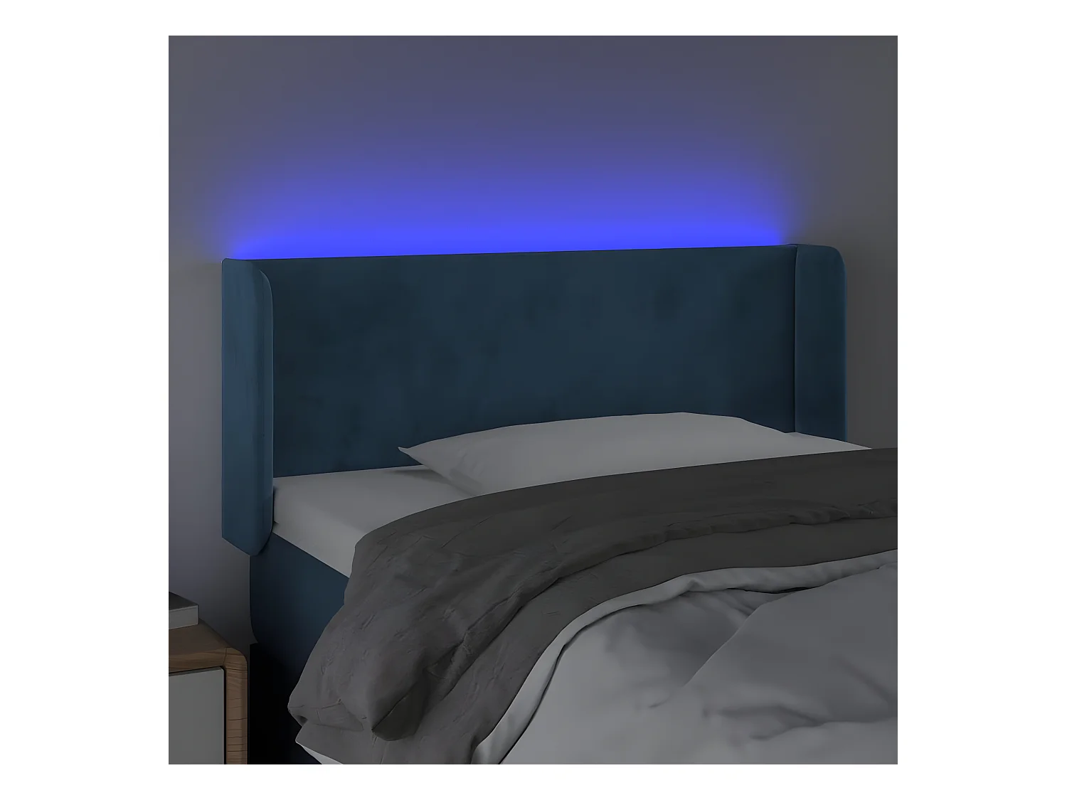 Tête de lit à LED Bleu foncé 103x16x78/88 cm Velours