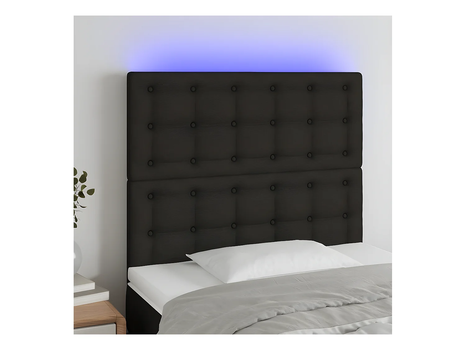 Tête de lit à LED Noir 90x5x118/128 cm Tissu