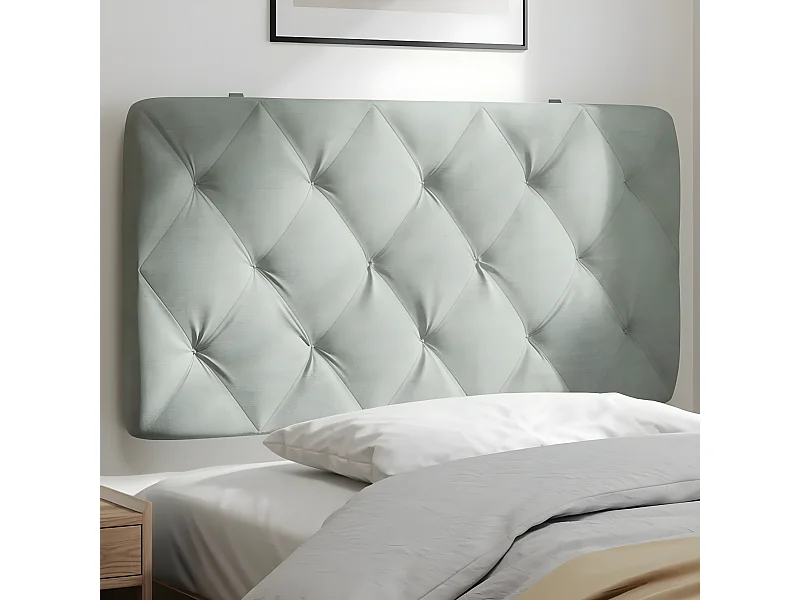 Hoofdbordkussen 100 cm velvet lichtgrijs